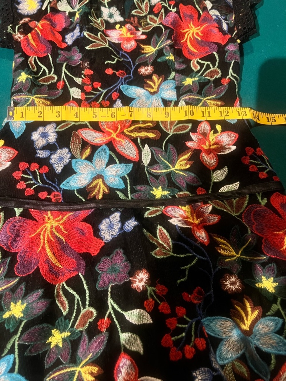 ANTHROPOLOGIE VONE JANINE Floral Embroidered Black MIDI Dress - Picture 11 of 11